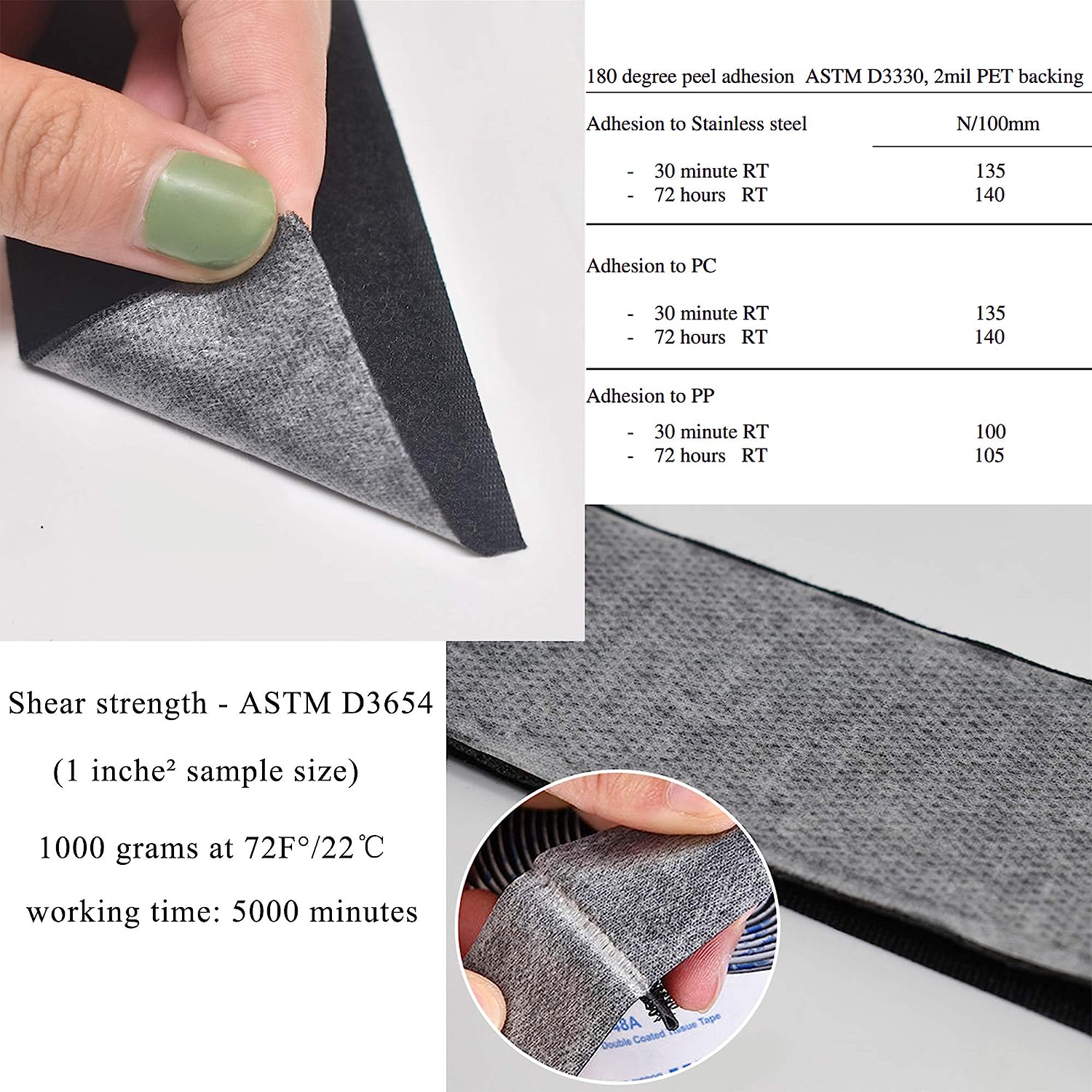 Hook and Loop Tape 2in x 10ft self Adhesive Sticky Back Interlocking Nylon Fabric Fastener Heavy Duty Adhesion Strip Tape reclosable Black - Image 5
